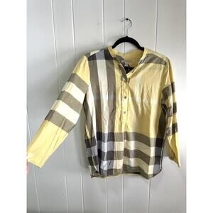 Burberry Brit Yellow Plaid Button-Up Shirt size 8